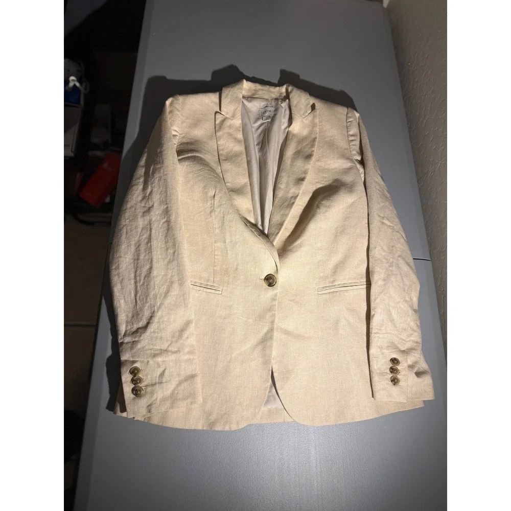 J.Crew Womens Crosshatch linen-cotton Holland blazer AL221 Size 4